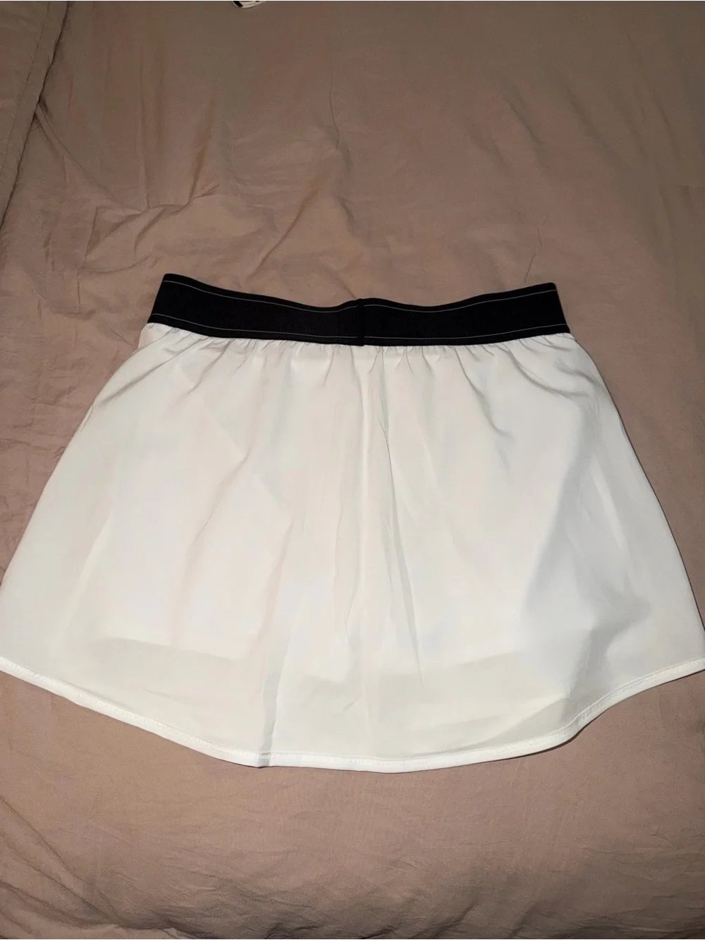 ALO Yoga White Mini Skirt with Black Waistband